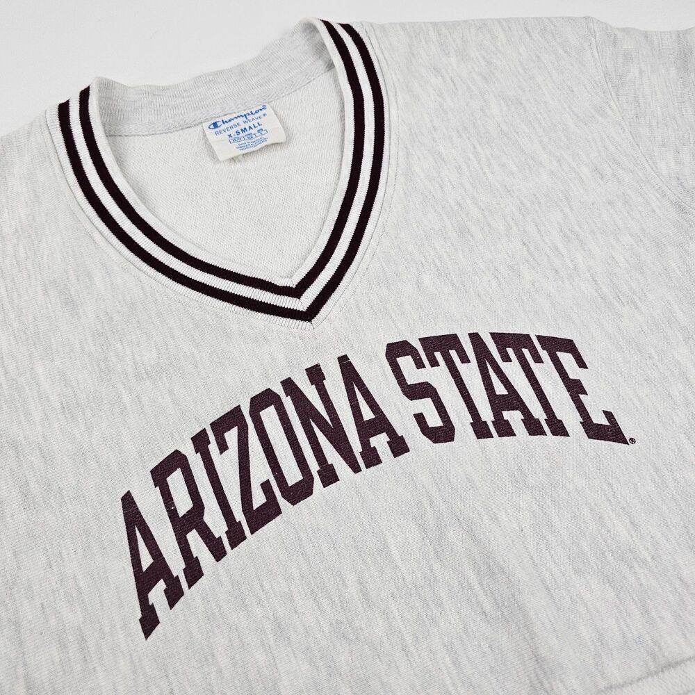Champion Reverse Weave Arizona State Cropped Sweatshirt XS Gray V Neck